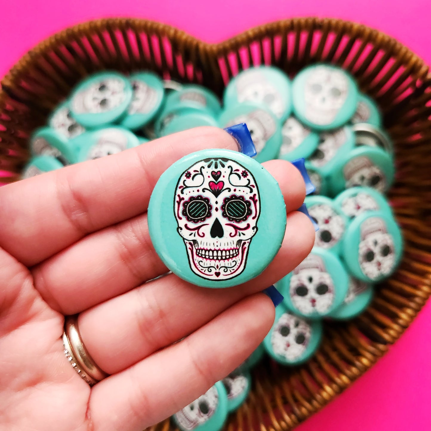 Sugar Skull Pin-Back Button