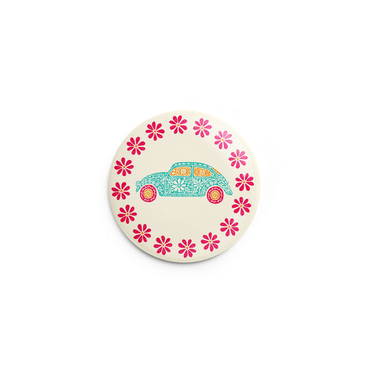 Beetle Floral Pin-Back Button