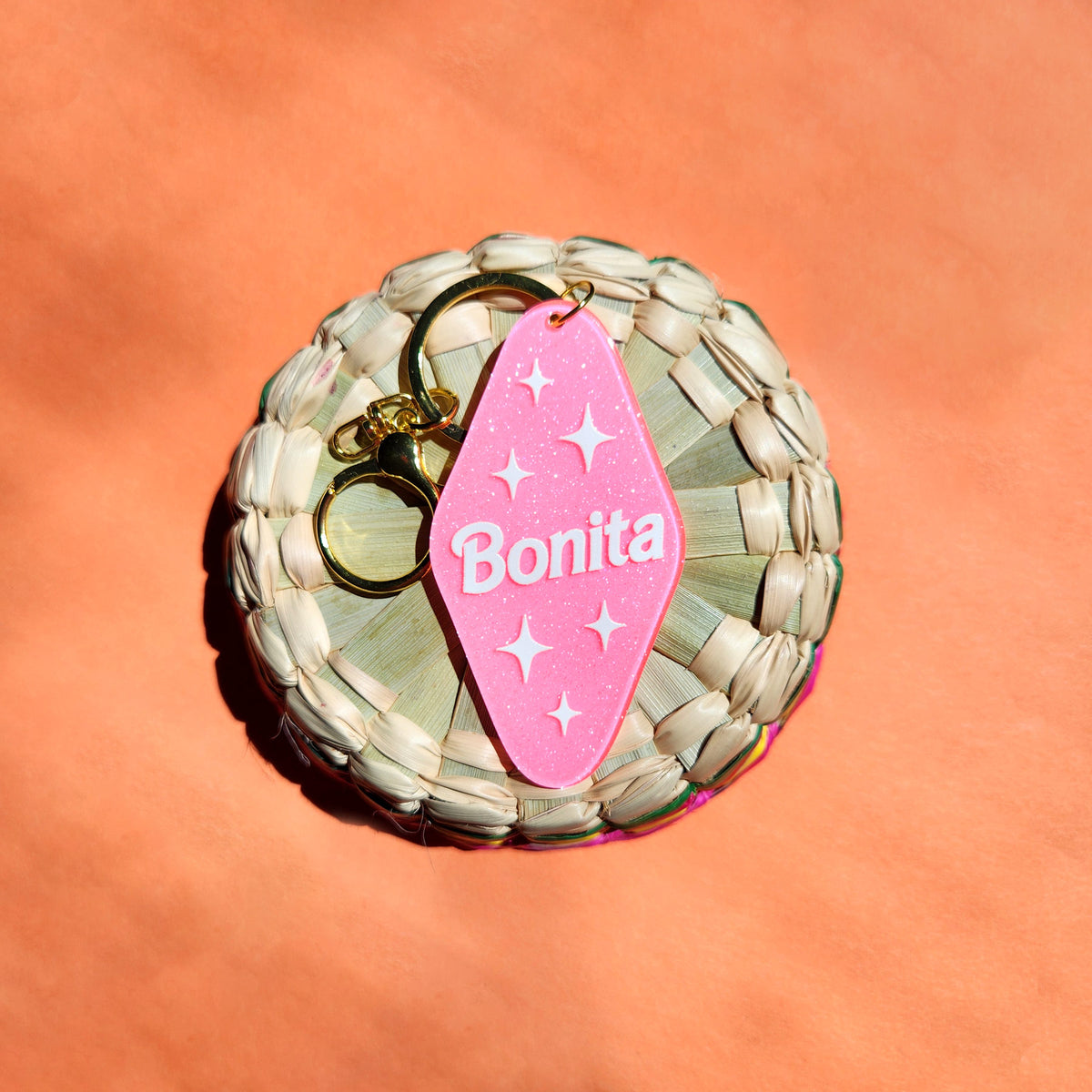 Bonita Pink Acrylic Motel Keychain