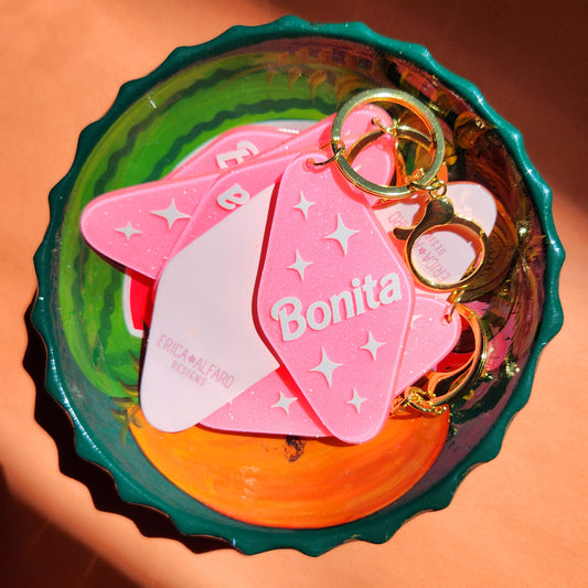 Bonita Pink Acrylic Motel Keychain