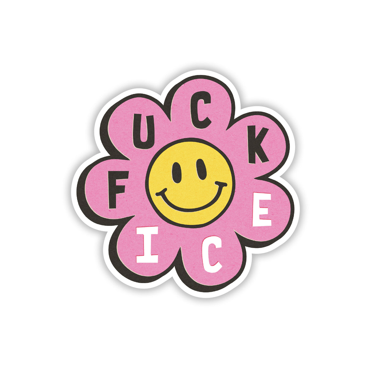 Fuck Ice Pink Flower Matte Vinyl Sticker