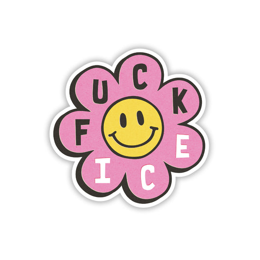 Fuck Ice Pink Flower Matte Vinyl Sticker