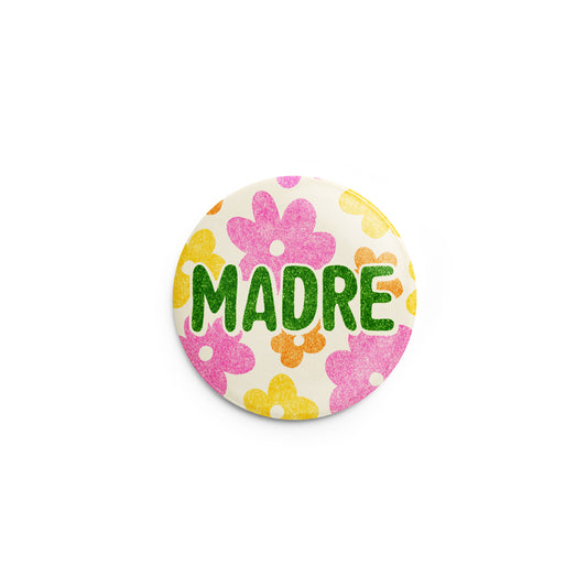 Madre Retro Flowers Pin-Back Button